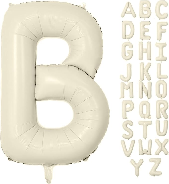 Letter Balloon 40Inch Cream White Big Alphabet Balloons Letter B | Giant Foil by YUNSHANGMO