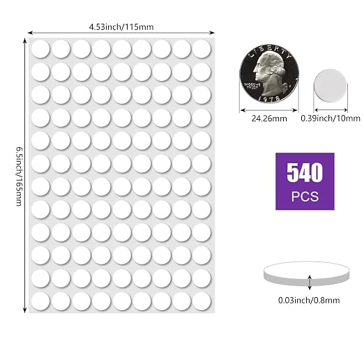 540 Pcs Sticky Tack Double Sided Adhesive Dots Round Putty Clear Stickers No - Image 2