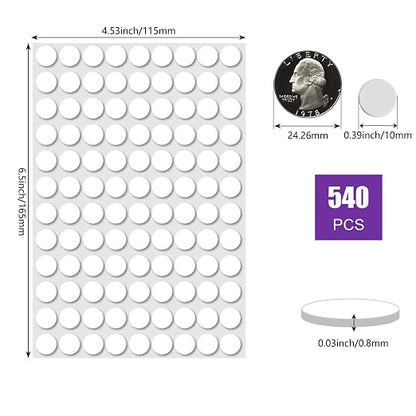 540 Pcs Sticky Tack Double Sided Adhesive Dots Round Putty Clear Stickers No - Image 2