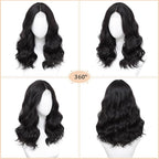 Dark Brown Wig for Women, 18 Inch Middle Part Wavy Curly Wigs Synthetic Heat Resistant Soft deep wave Wig for Women Daily Use (Dark Brown, 18 Inch)