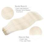 WENNALIFE Clip in Hair Extensions, 14 Inch 120g 7pcs Real Human Hair, White Blonde Remy Hair Extensions Clip Ins Double Weft