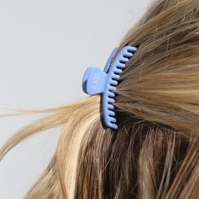 KAXI Hold Everything Mini Hair Claw, Perfect for Thick & Thin Hair, Straight, Wavy or Curly, Strong Clip With 32 teeth & Many Colors to Choose (Sky Blue)