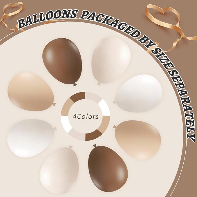 412Pcs Netural Balloon Garland Arch Kit, 5 10 12 18inch Brown Balloon Garland - Image 4