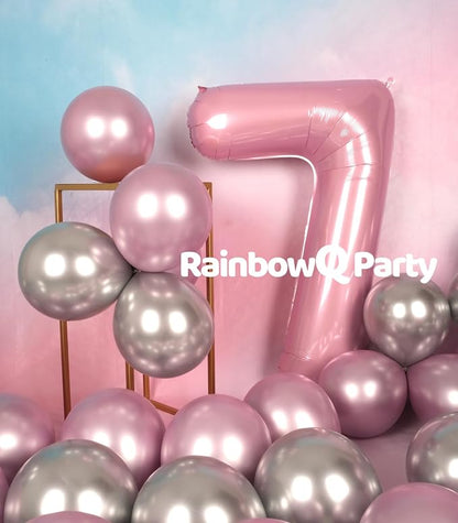 RainbowQ Pink 7 Balloon Number 40 Inch 0-40 Foil Large Balloons | Big Mylar 7 - Image 6