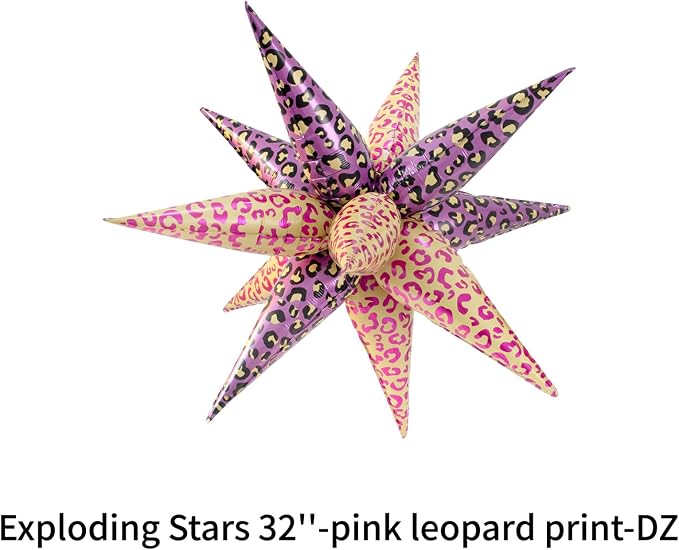 4psc Pink Yellow Leopard Print Balloons Cheetah Print Balloons Explosion Star - Image 5