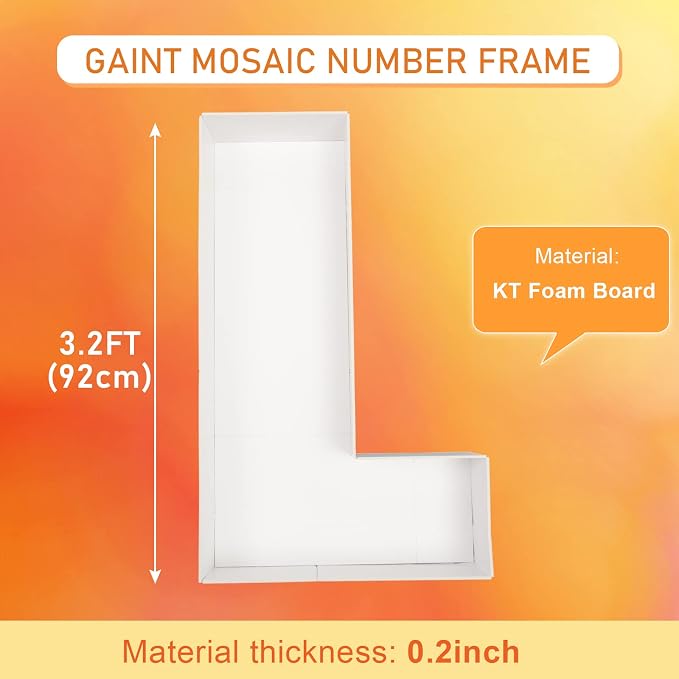 Marquee Letters 3FT Tall Mosaic Balloon Frame Pre-Cut Foam Board Letter L | - Image 2
