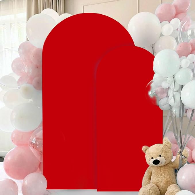FANPROMS Wedding Arch Covers Set of 2 Red Arch Cover 6FT 7.2FT Spandex Arch - Image 6