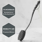 Long Handle Back Scrubber for Shower - 19 inch Extended Reach Silicone Body Brush - Avilana Bath Scrubber Extended Reach Tool - Easy Grip Body Wash Brush Gift