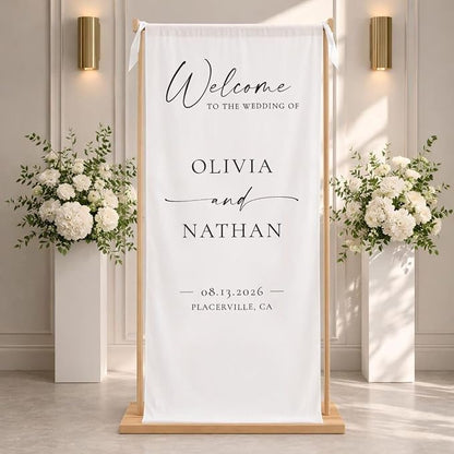 Personalized Fabric Wedding Welcome Sign, Linen Wedding Welcome Sign Cotton by Custom
