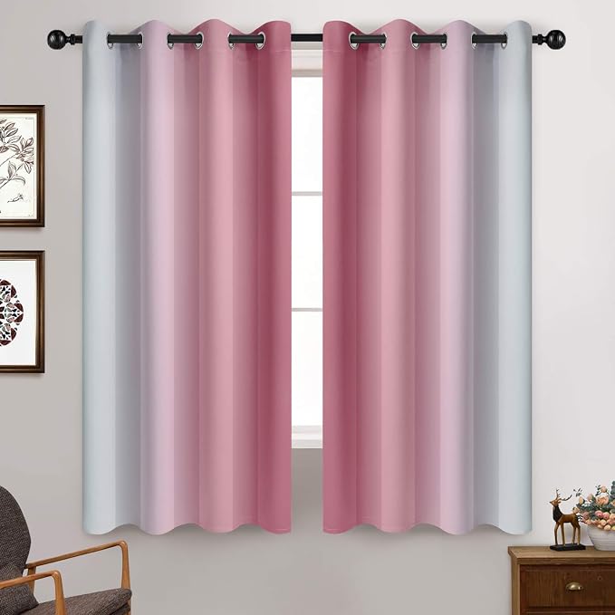 Yakamok Ombre Curtains Pink and Greyish White - Image 2