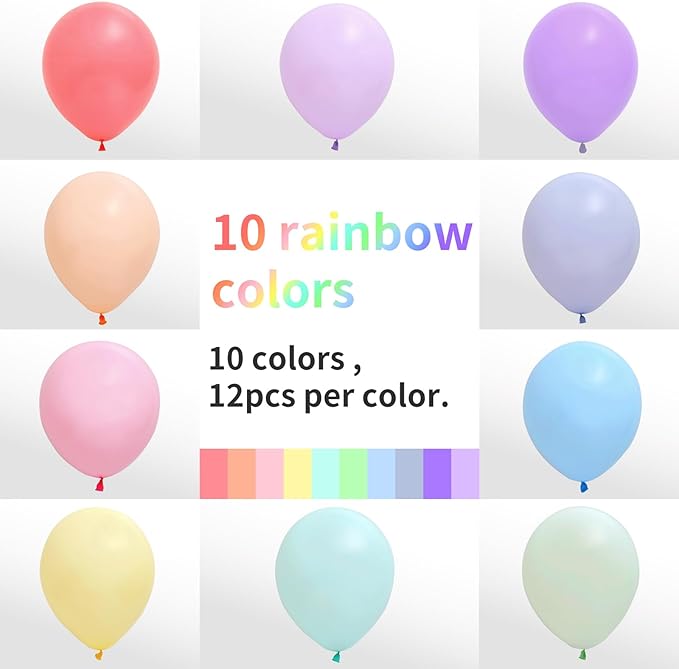 RUBFAC Pastel Balloons 120pcs 12 Inches Multicolor Macaron Balloons - Image 2