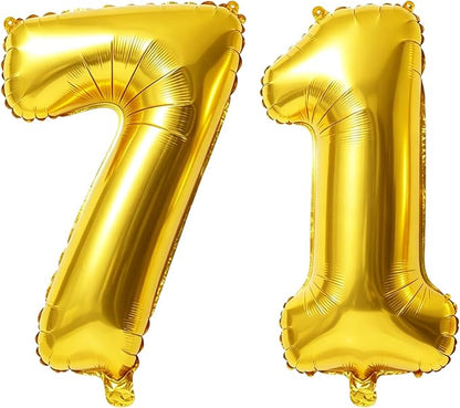 40 Inch Number 71 Balloons for 71st Birthday Party Decorations, 0-100 Gold by FOBELEC