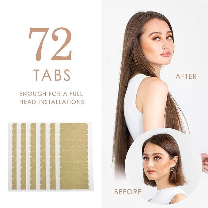 Lacer Hair Extension Tape Tabs 72 Pieces Double Sided Replacement Tape for Hair Extensions, 1.6 x 0.31 Inch (4 * 0.8cm)