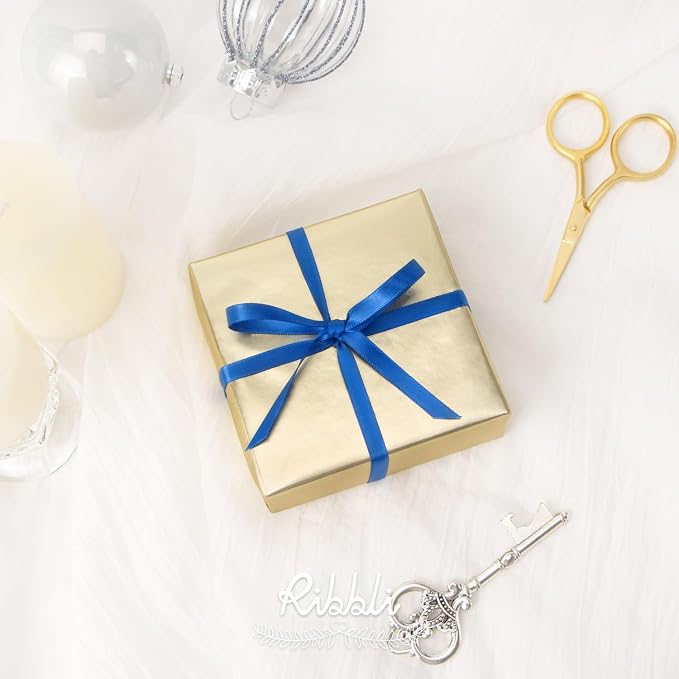 Ribbli Royal Blue Double Faced Satin Ribbon, 1/4” x Continuous 25 Yards - Image 3