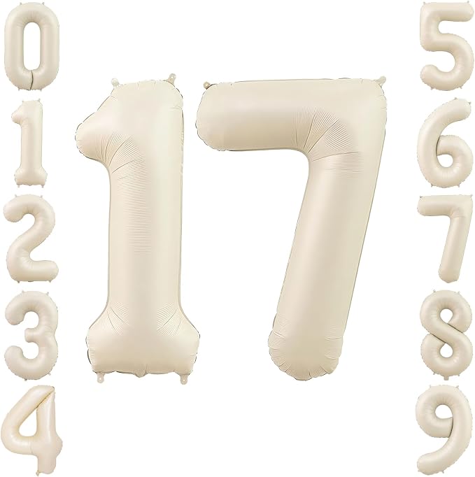 40" Beige Foil Number 17 Balloon by TNCDJKPA