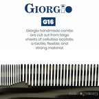 Giorgio G16 Fine Tooth and Wide Tooth Detangler Comb - Hair Comb for Men and for Women - Ideal as a Hair Styling Barber Comb and Detangler - Saw Cut and Handmade (Black Graphite)