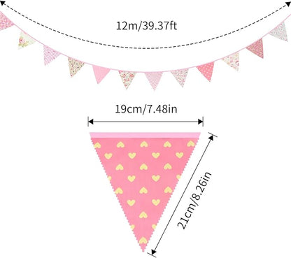 G2PLUS 39Ft Triangle Bunting Banner, Reusable Cotton Triangle Flags Party - Image 2