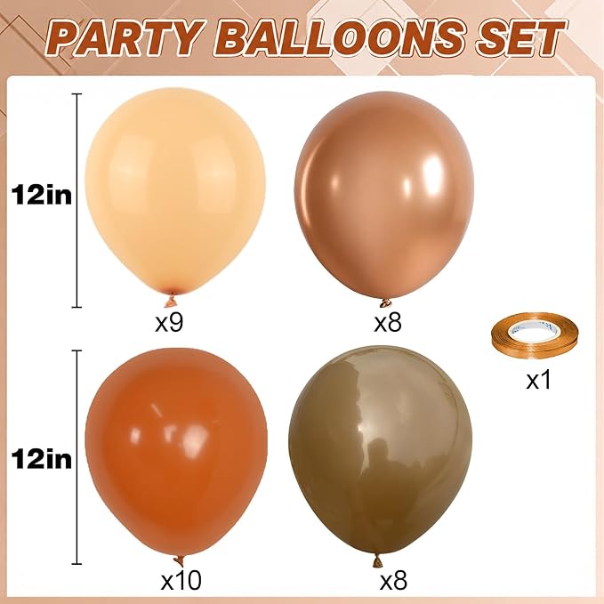 Orange and Brown Balloons, 12 Inch Burnt Dark Orange Brown Terracotta Copper - Image 2