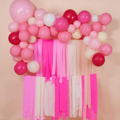 PartyWoo Pink Peach Light Hot Dark White Crepe Paper Streamers 6pcs 492 FT | - Image 2