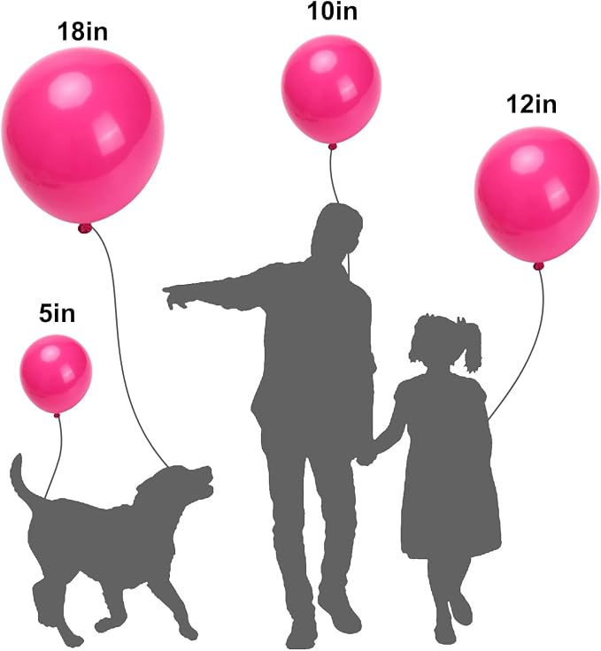 APLANET 150pcs Hot Pink Balloons Different Sizes 18 12 10 5 Inch Latex Magenta - Image 3