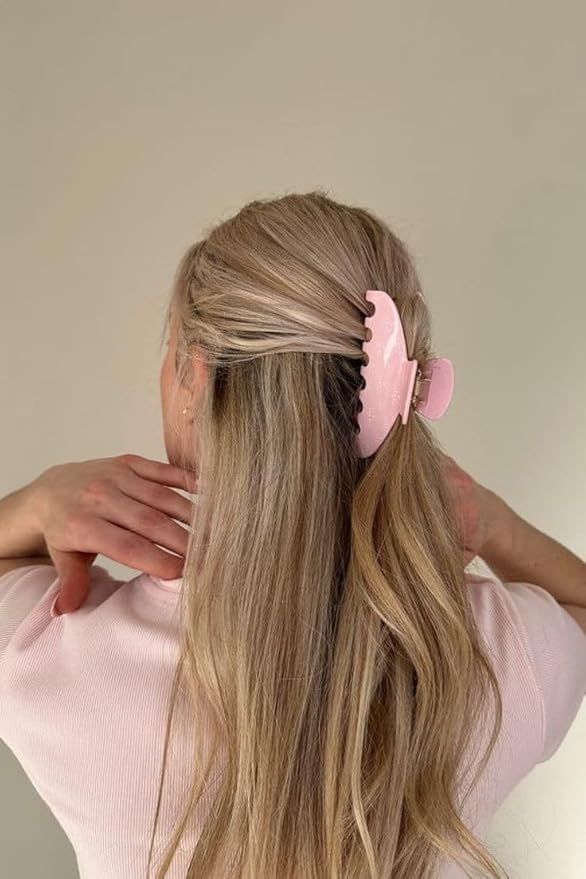 HAIMEIKANG Large Acetate 4 Inch Hair Claw Clip for Women - French Style Hair Claws for Thick Hair with Non-Slip Teeth, Hair Accessories for Updos, Buns & Ponytails