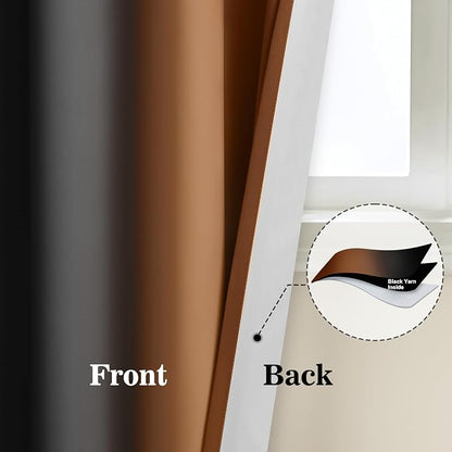 Yakamok Blackout Ombre Burnt Orange and Black Curtains-Gradient Room Darkening - Image 5