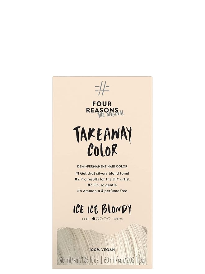 Four Reasons Original Takeaway Color - Ice Ice Blondy – 10.01 Bright Ash Blonde - Demi-Permanent Hair Color - Ammonia-Free and Fragrance-Free Hair Dye - 100% Vegan & Cruelty Free