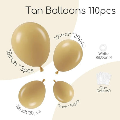 Awenztech 110pcs Tan Balloon Arch Garland Kit 18 12 10 5 inch | Boho, Baby - Image 2