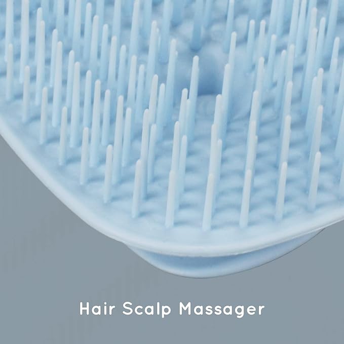 Scalp Massager Shampoo Brush, Scalp Scrubber & Exfoliator for Dandruff Removal, Wet & Dry Dandruff Comb and Detangler for Men and Women, Suitable for Short Medium Hair (Blue)