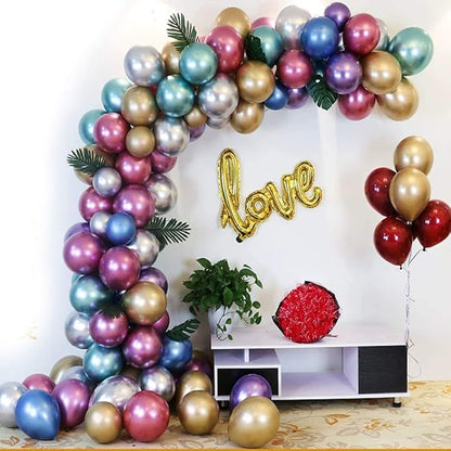 Metallic Balloons 12 inch, Colorful Chrome Shiny Party Balloons | Latex Globos - Image 2