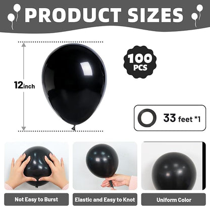 LOLStar Black Balloons, 12 inch Latex Round Balloon | Baby Shower, Graduation - Image 2