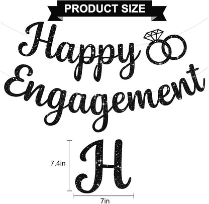 BEISHIDA Glitter Happy Engagement Banner-No DIY, Engagement Party Decorations - Image 2