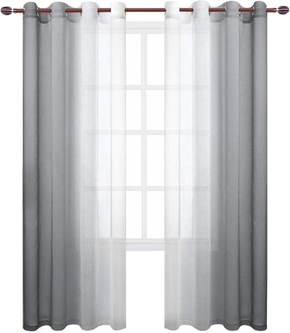 DWCN Grey Ombre Faux Linen Sheer Curtains - Image 7