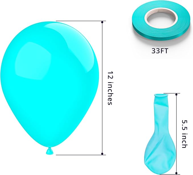 KBZVNAF Teal Latex Party Balloons 50 Pack 12 inch | Turquoise Helium Matte - Image 2