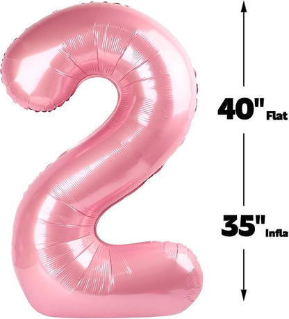 Pearl Pink Number 2 Balloon 40 inch, Balloon numbers party supplies, deco photo - Image 2