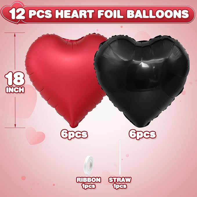 Black Red Heart Balloons - Image 2