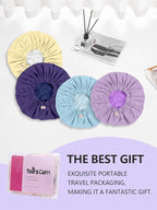 Years calm Reusable Waterproof Shower Caps for Women, Hair Caps for Showers, Double-Layer Elastic Design, for All Hairstyles, Travel-Friendly (Dark Blue)