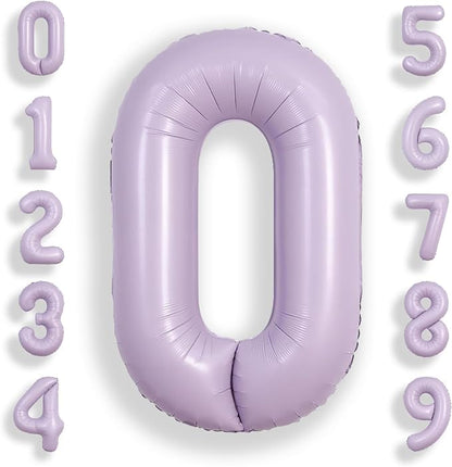 SUWEN 40 Inch Light Purple Lavender Big 0 Balloon Number Foil Helium 0-9 | 0th by SUWEN