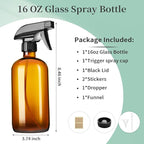 16oz Amber Glass Spray Bottles,1 Pack Glass Spray Bottles Refillable Empty Bottle with Adjustable Nozzle,Spray Bottle for Essential Oils,Cleaning,Pets,Hair Mister