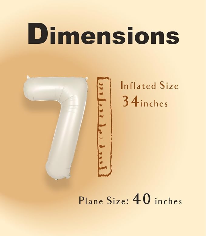 SUWEN 40 Inch Cream White Large 7 Balloon Numbers Big Foil Helium 0-9 | Jumbo - Image 4