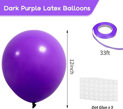 RUBFAC Dark Purple Balloons 120pcs 12 Inches Latex Balloons - Image 2