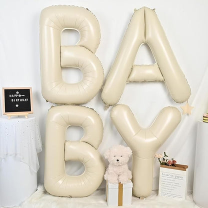 Cream BABY Balloons, 40 Inch Letter Baby Balloon Banner Beige - Image 3