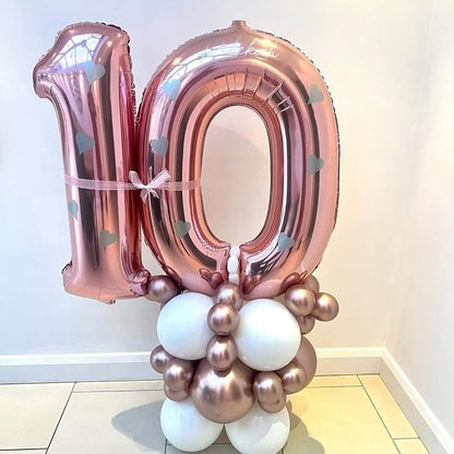 Rose Gold 10 Number Balloons, 40 Inch Big Giant Jumbo 10 Balloon Numbers Rose - Image 7