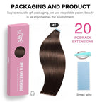 SUYYA Tape in Hair Extensions Human Hair 100% Remy Human Hair 20pcs 50g/pack Straight Seamless Skin Weft Glue in Hair Extensions(20Inch #2 Darkest Brown)