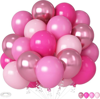 HILAVO Pink Mixed Balloons Set, 12 Inch Hot Pink Pastel Light Baby Pink by HILAVO