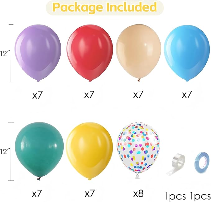 Boho Rainbow Balloons, Colorful Balloons, Party Decor | 50 Pcs 12 In, Light - Image 2