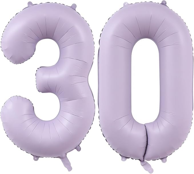 Pastel Purple 30 Number Balloons, 40 Inch Light Purple 30 Balloons Large Helium by BBPOOL