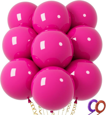 32Pcs Hot Pink Big Balloons 18 Inch, Round Large Latex Party Balloons by Qikoolaa