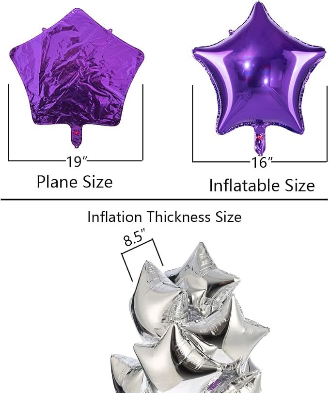 18 Inch Purple Star Mylar Balloons Helium Balloons Foil Party Balloons - Image 3
