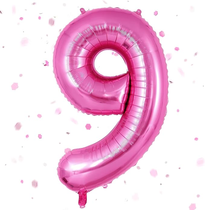 Pink Number Balloons, Large Hot pink Number 9 Balloon 40 Inch Pink 9 Balloon by Yeodong
